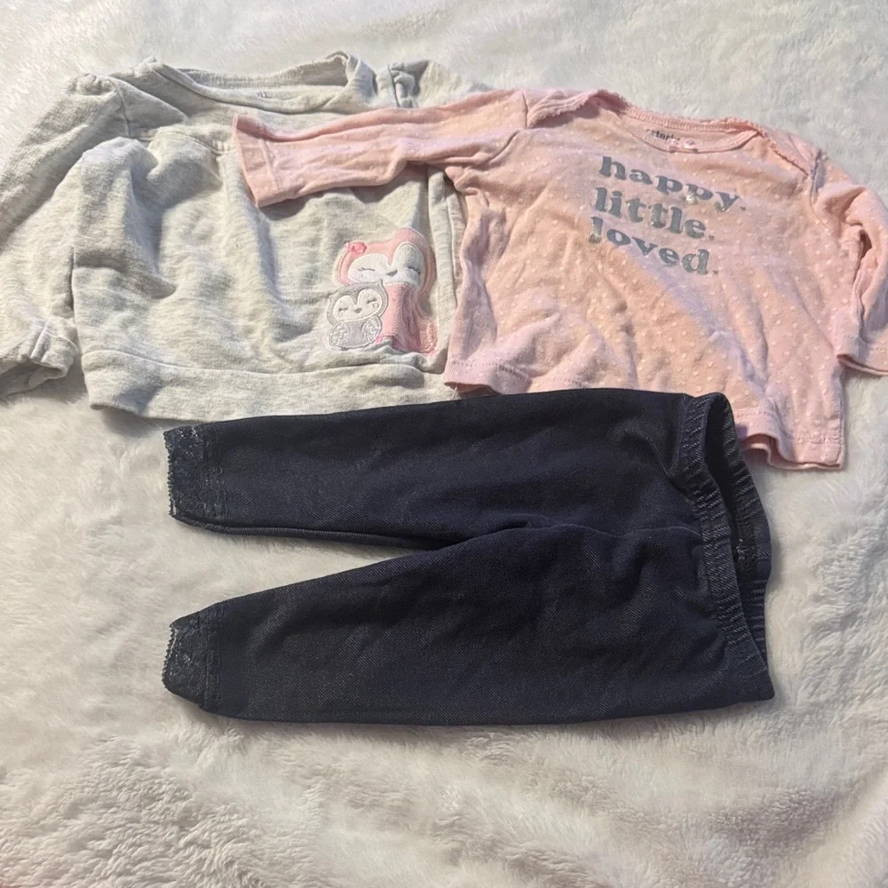 Carter's Blush and Heather Gray Set with Navy Leggings